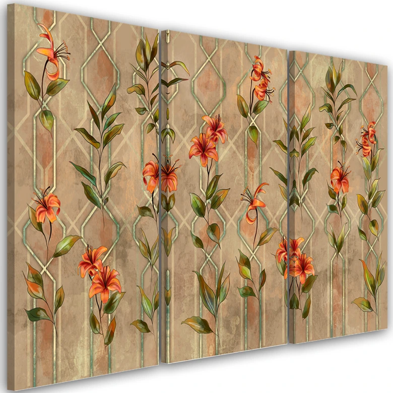 Leinwandbild 3 teilig, Lilia gelbe Blume 