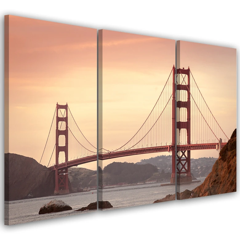 Leinwandbild 3-teilig, Golden Gate Bridge San Francisco 