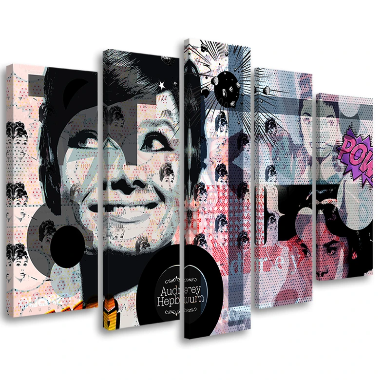 Leinwandbild 5 teilig, Audrey Hepburn Schauspielerin 