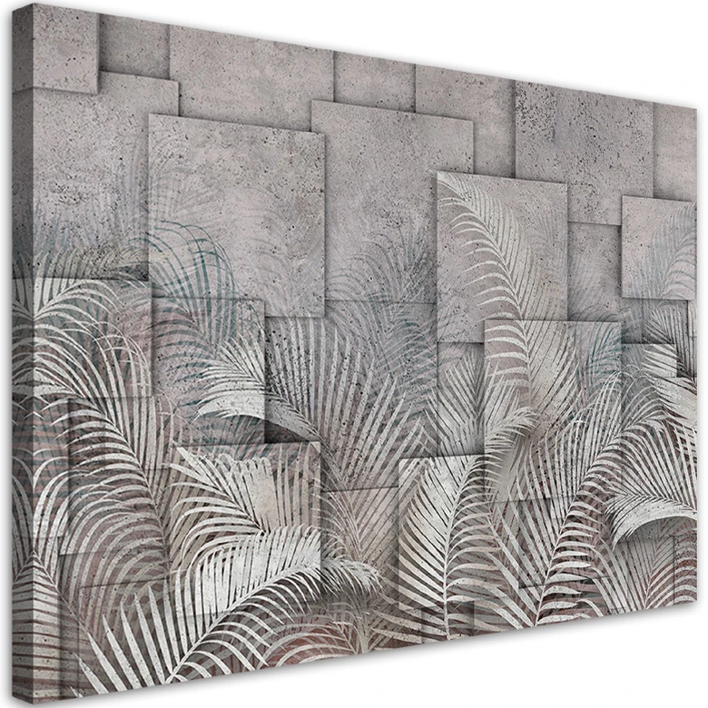 Canvasbillede, 3D palmer blade beton tekstur 