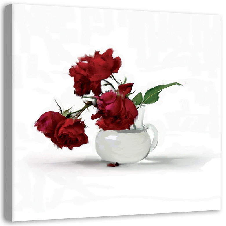 Leinwandbild, Rote Rosen in einer Vase 