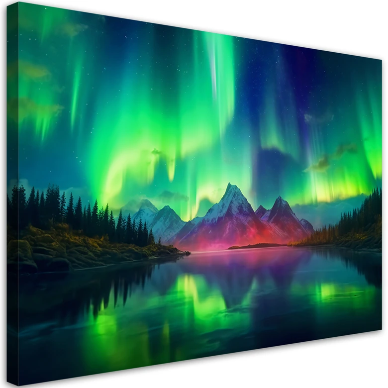 Canvas Schilderij, Groene lucht landschap 