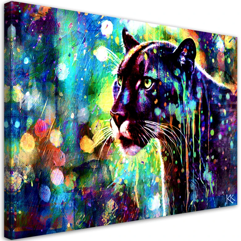 Leinwandbild, Schwarzer Panther Abstraktion 