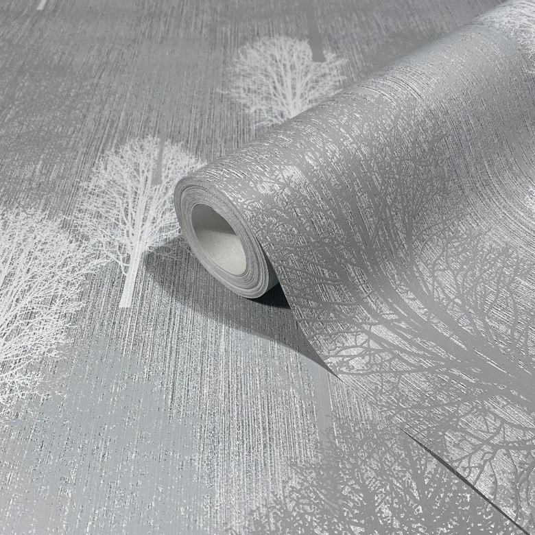 Vliestapete Illustration Modern, Natur in Silber  