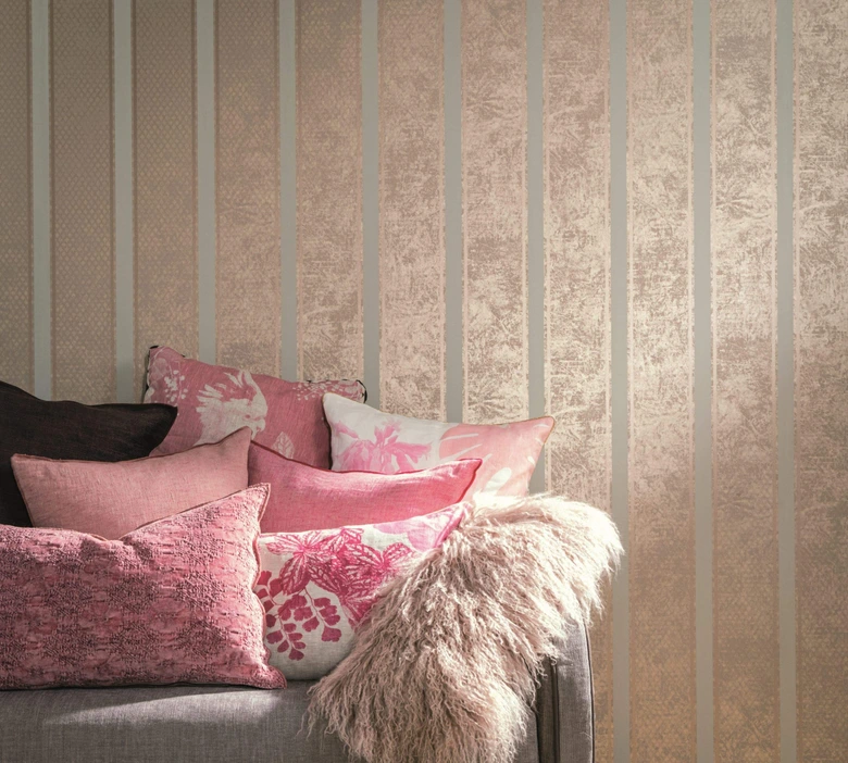 Vliestapete Streifen Klassisch in Beige , Lounge 