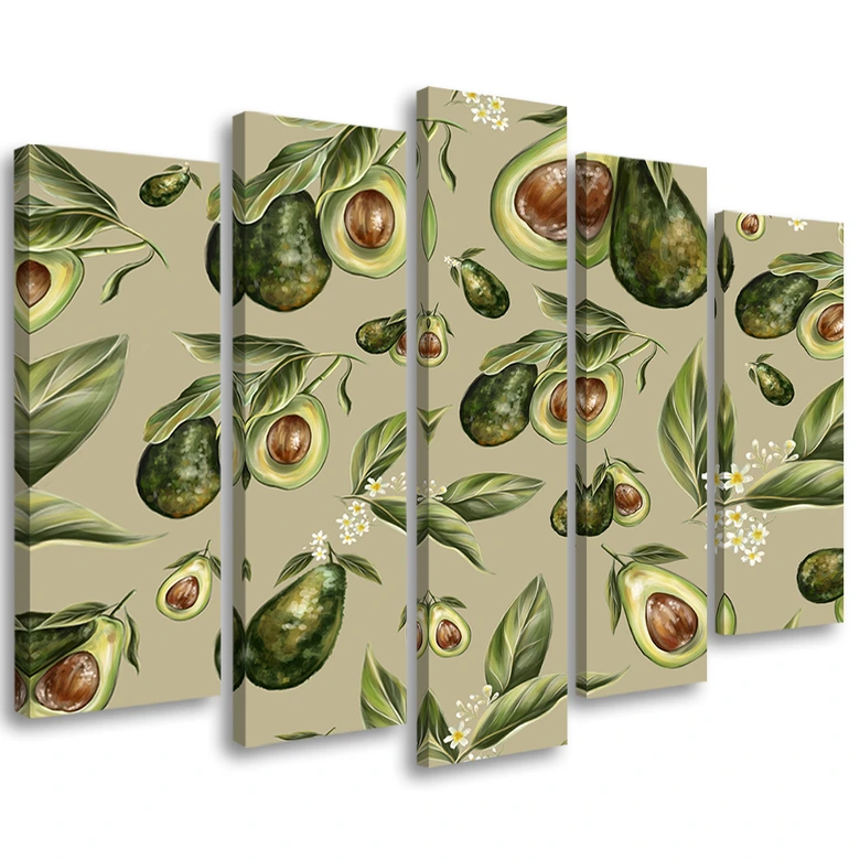 Leinwandbild 5 teilig, Avocado -Hälften 