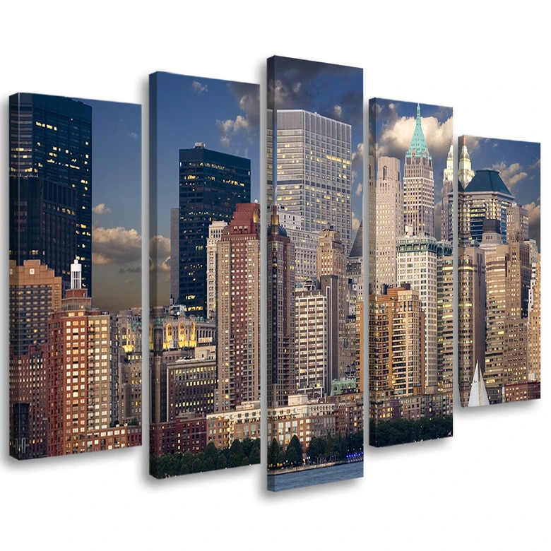 Leinwandbild 5 teilig, New York Manhattan Stadt 