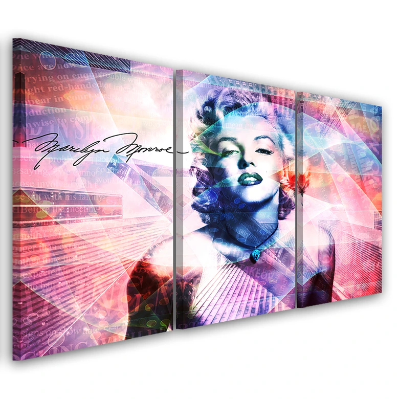 Leinwandbild 3-teilig, Marilyn Monroe Farbe 