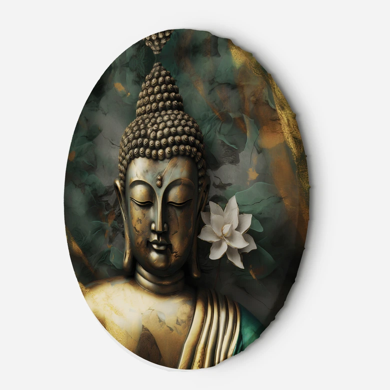 Ronde Canvas Muurschildering Boeddha Zen Abstractie 
