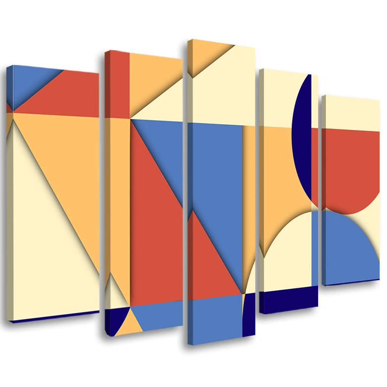 Leinwandbild 5 teilig, Geometrische Abstraktionsformen 