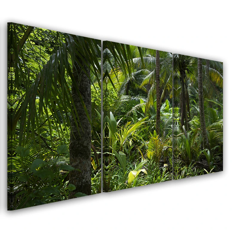 3-delige canvas print Bos Bomen Natuur 