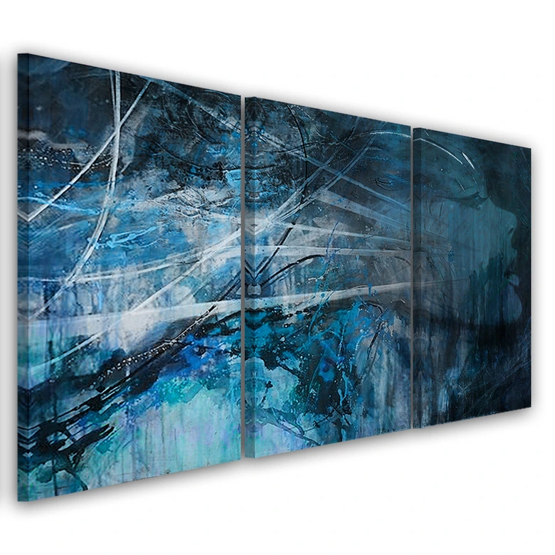 Leinwandbild 3-teilig, Weiblich Blau 