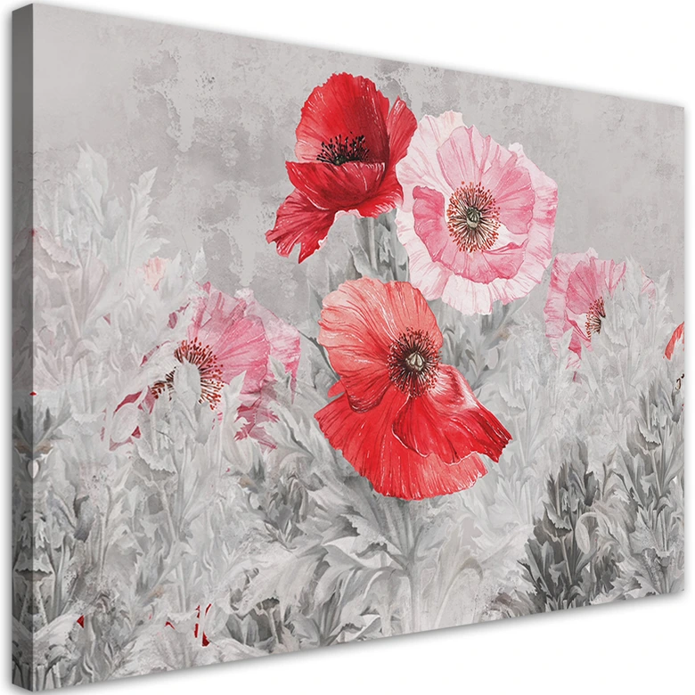 Canvasbillede, Røde valmuer på en eng 
