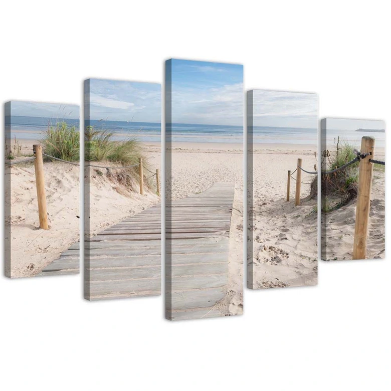 Canvas print 5 stuks, strand zee 