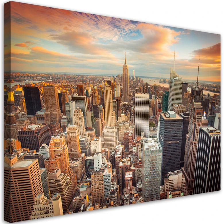 Canvasbillede, solnedgang over New York 