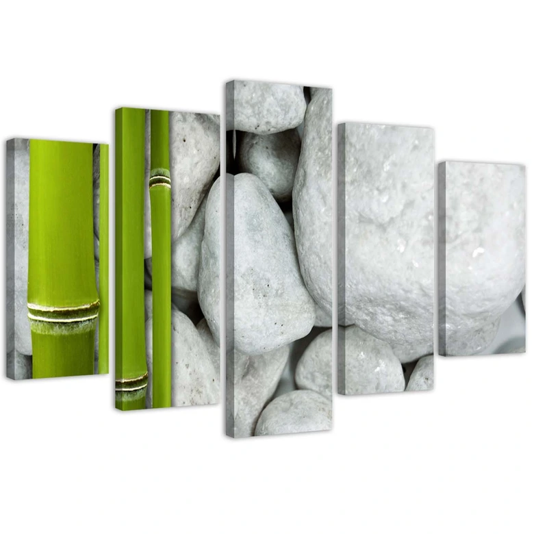 Leinwandbild 5 teilig, Zen Stones Bamboo Spa 