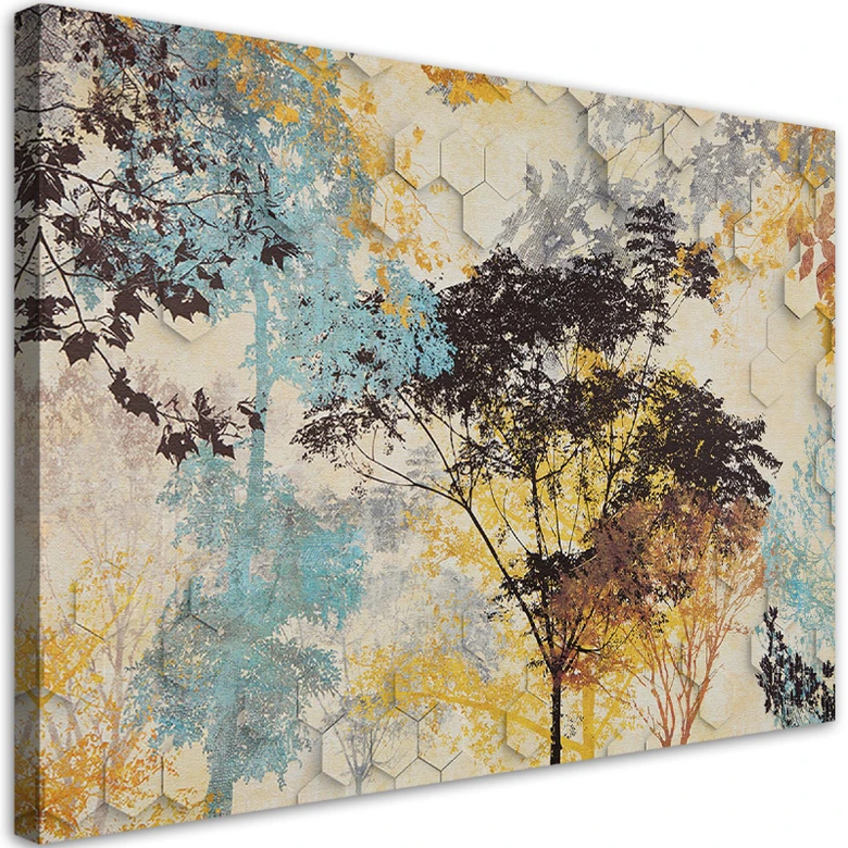 Leinwandbild, Herbst Wald Bäume 