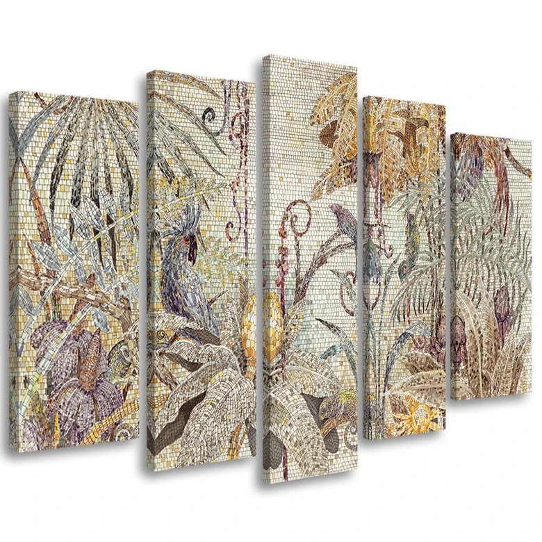 Leinwandbild 5 teilig, Mosaik -Dschungel 