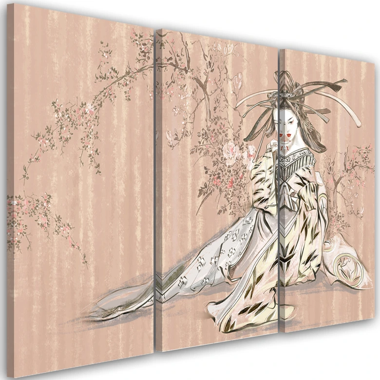 Leinwandbild 3 teilig, Traditioneller japanischer Geisha 