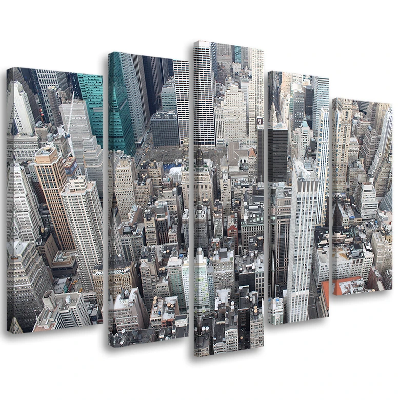 Leinwandbild 5 teilig, New York Stadt Wolkenkratzer 