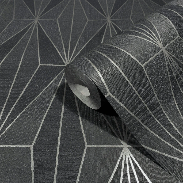 Vliestapete Grafisch Modern in Schwarz  