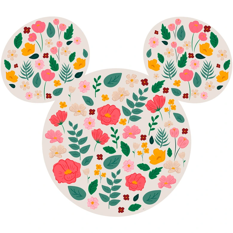 Papier peint autocollant - Mickey Head Wild Flowers - 125 x 125 cm 