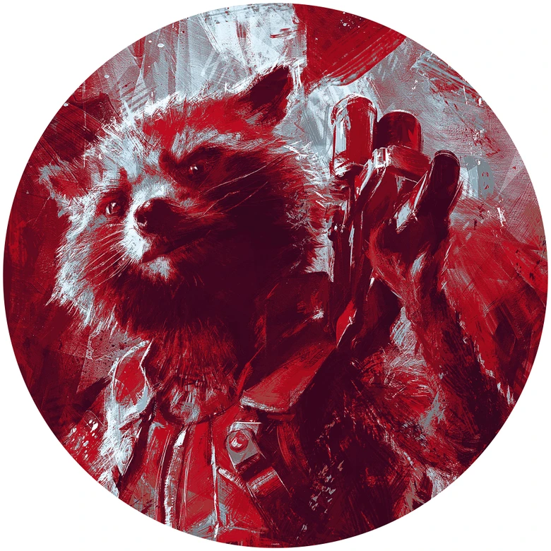 Selbstklebende Vlies Fototapete - Avengers Painting Rocket Raccoon - 125 x 125 cm 