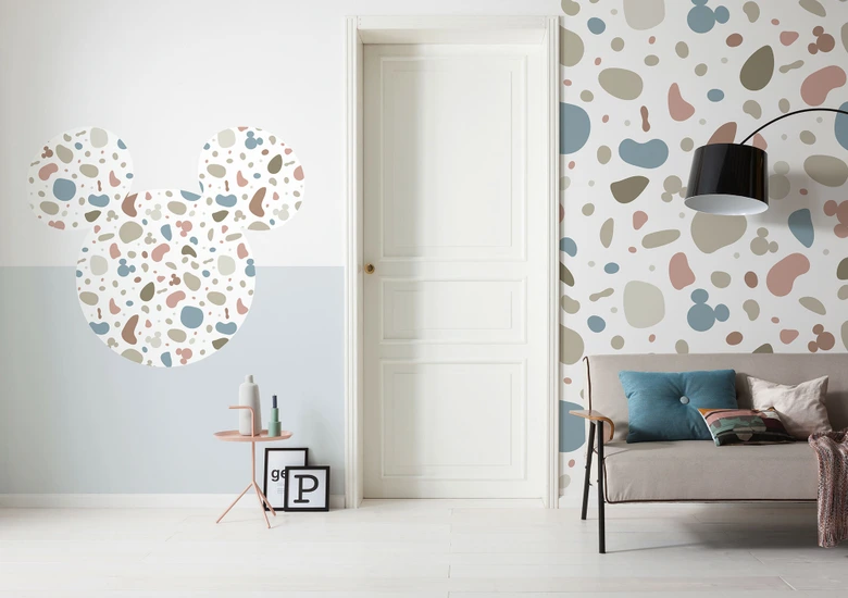Selbstklebende Vlies Fototapete - Mickey Head Terrazzo Bambino - 125 x 125 cm 