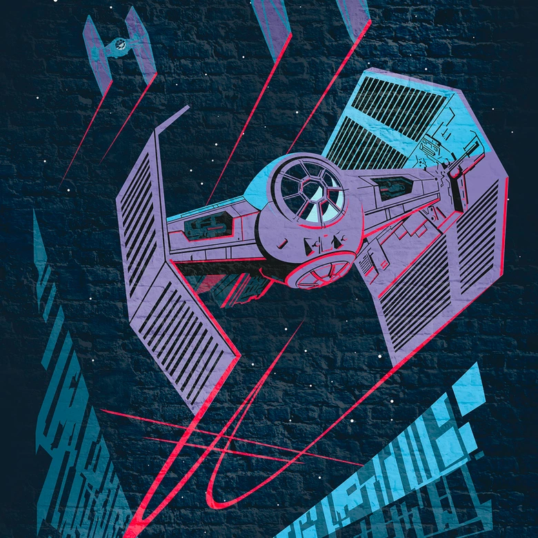 Vlies Fototapete - Star Wars Classic Concrete TIE-Fighter - 200 x 280 cm 