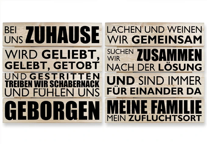 Holzbild-Set Bei uns zu Hause - schwarz (2-teilig) 