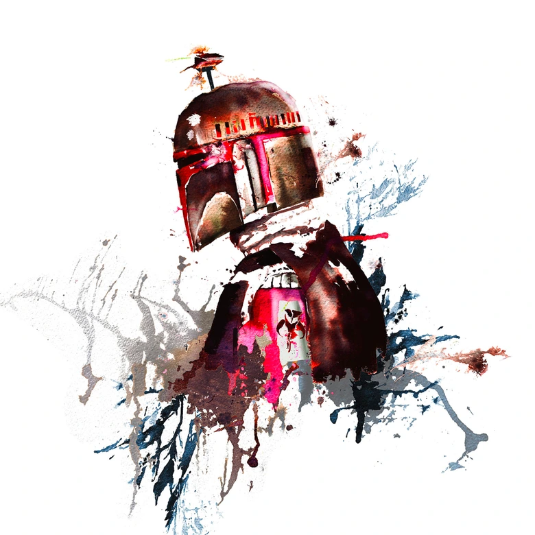 Vlies Fototapete - Star Wars Watercolor Boba Fett - 250 x 280 cm 