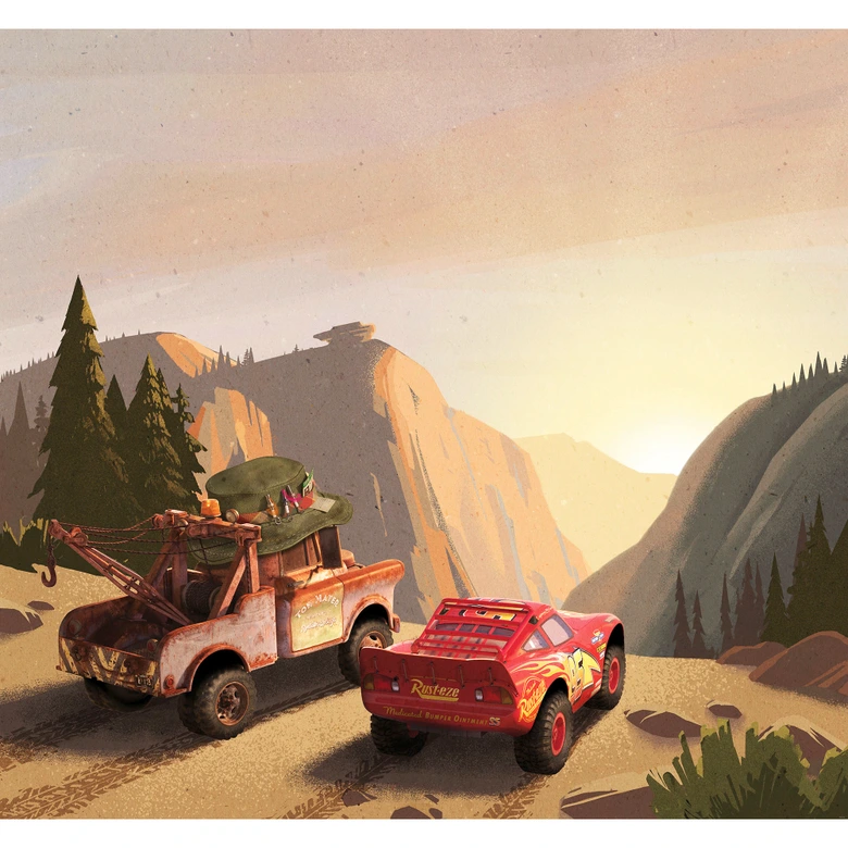 Vlies Fototapete - Cars Sundown - 300 x 280 cm 