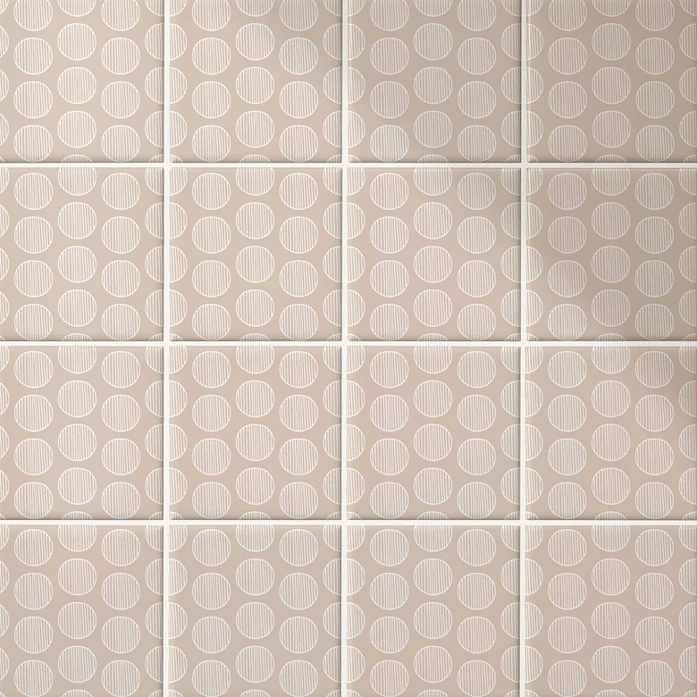 Kakeldekor Boho - Cirklar pastellbrun (matt) - Set om 12 Matt | 10x10 cm