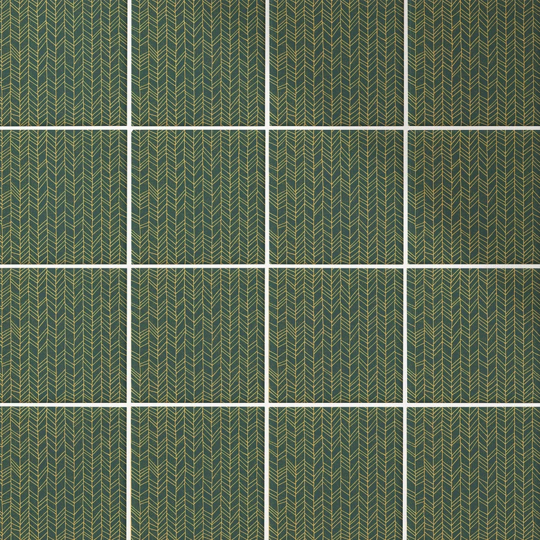 Azulejos Adhesivos en espiga filigrana - verde naranja (alto brillo) - lote de 12 Alto brillo | 15x15 cm