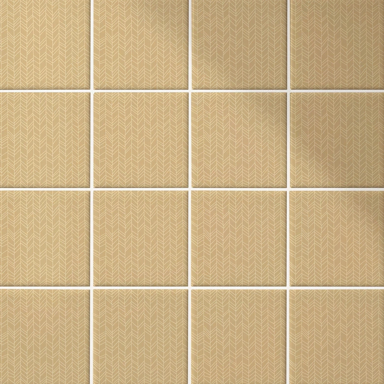 Kakeldekorer fiskbensmönster filigran - sand (matt) - set om 12 Matt | 15x15 cm