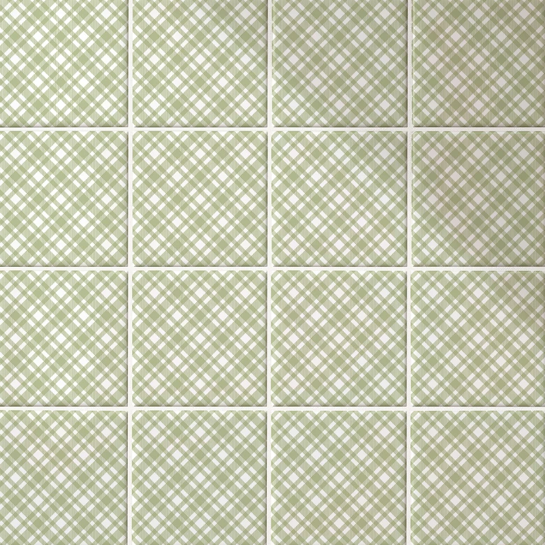 Tile stickers checkered pattern in pistachio white - set of 12 
