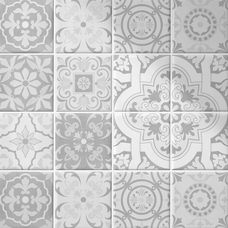 Stickers pour carrelage Ornements aspect béton 01 - Set de 12 