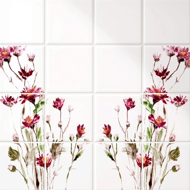 Azulejos Adhesivos flores rojas - lote de 12 