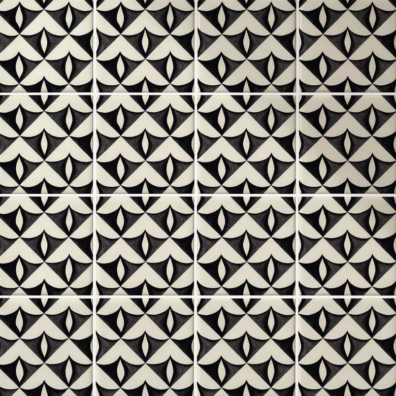 Fliesenaufkleber Geometrische Ornamente in schwarz-beige - Treechild - 12er Set 