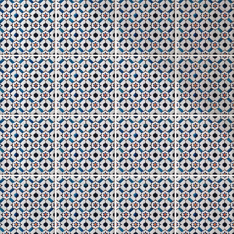 Fliesenaufkleber Geometrisches Muster mit Blumen - Treechild - 12er Set 