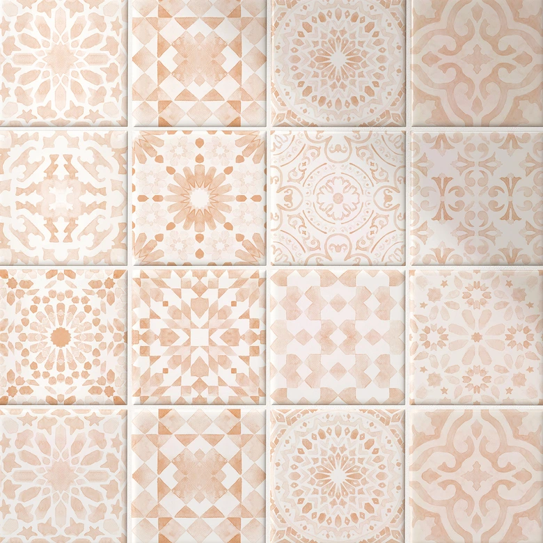 Fliesenaufkleber Fliesensticker Marokkanisches Muster - pfirsich - 12er Set 