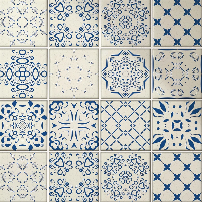 Kakeldekorer med lökmönster - set om 12 