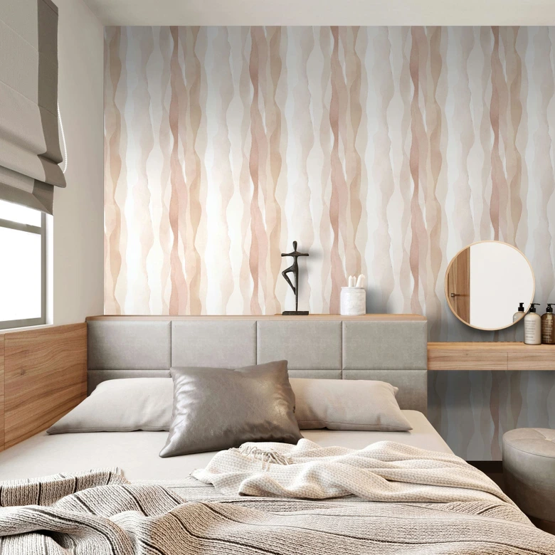 Vliestapete in Beige Abstrakte Streifenoptik Grafisch Modern  