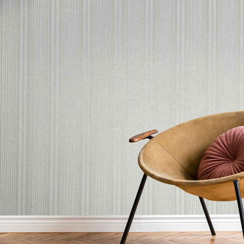 Papel pintado no tejido de rayas blancas beige y líneas papel pintado rayas clásico  