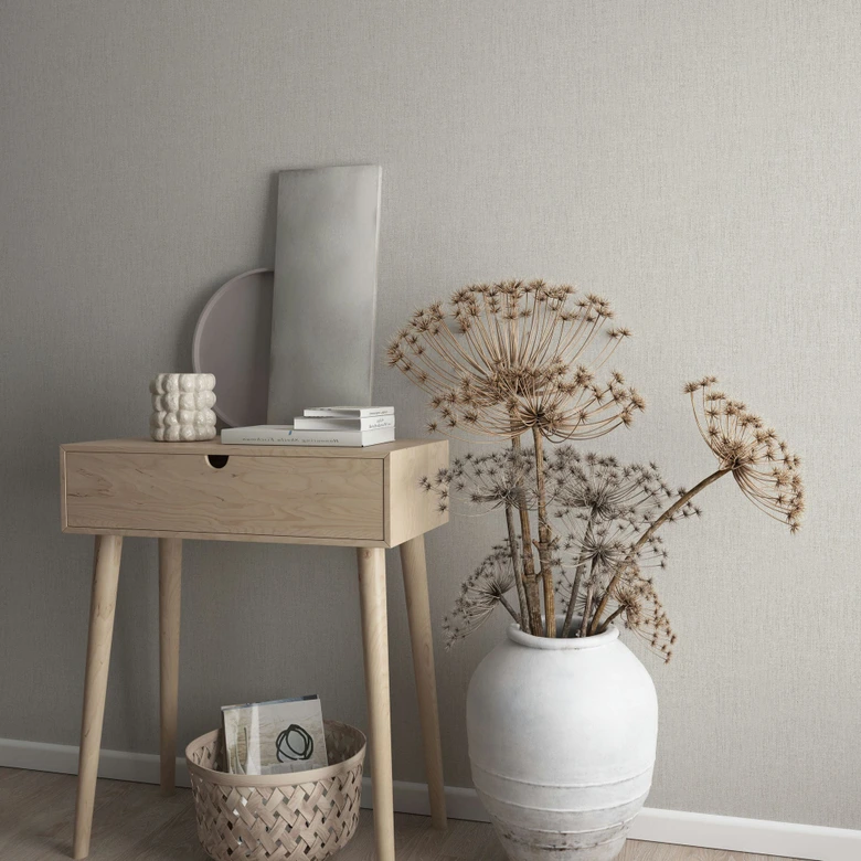 Non-woven tapet i grått Ljust strukturerad slät Modern  