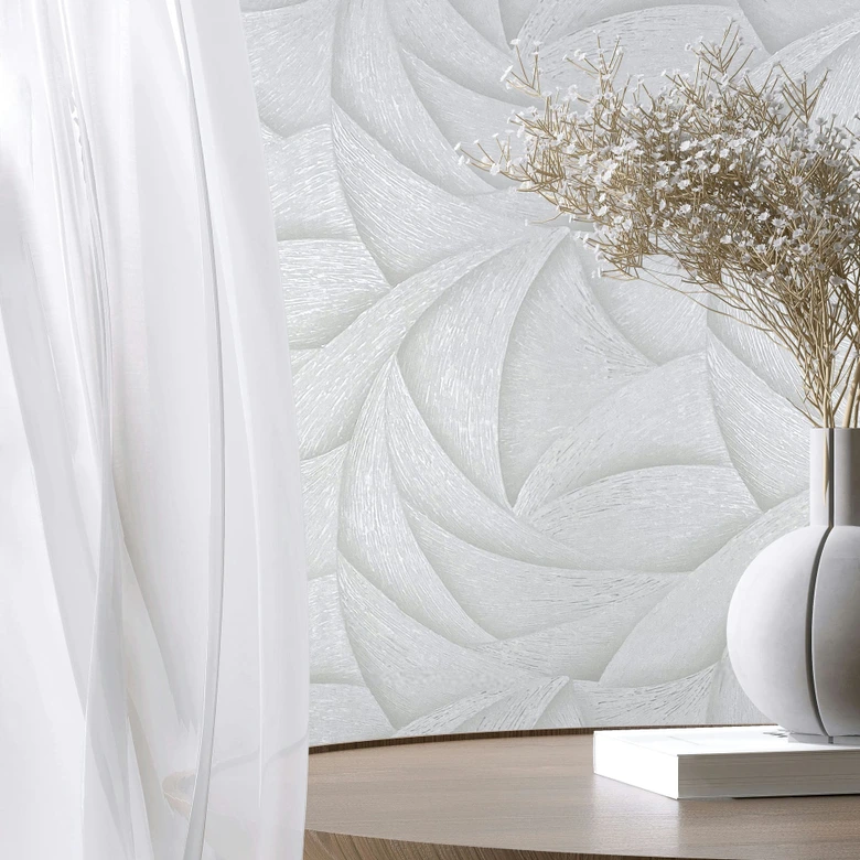 Vliesbehang in wit 3D-look golvend grafisch modern 
