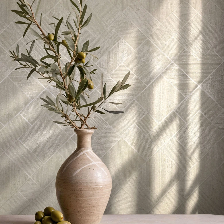Vliestapete in Beige Karriert, Rautenmuster Grafisch Geometrisch 