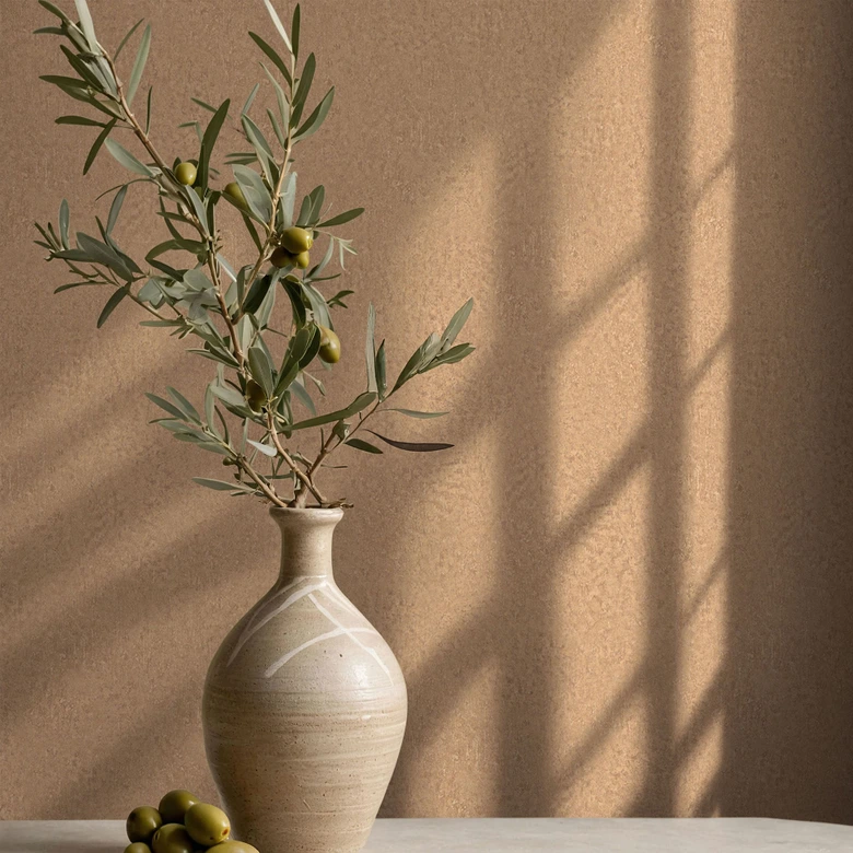 Non-woven tapet i brunt strukturerat gipsutseende vanligt 