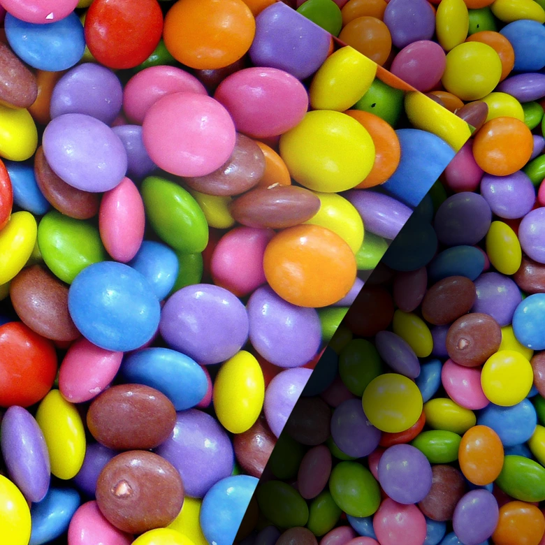 Foliera Möbler, dekorativ folie - avtorkningsbar - Färgglada chokladlinser 