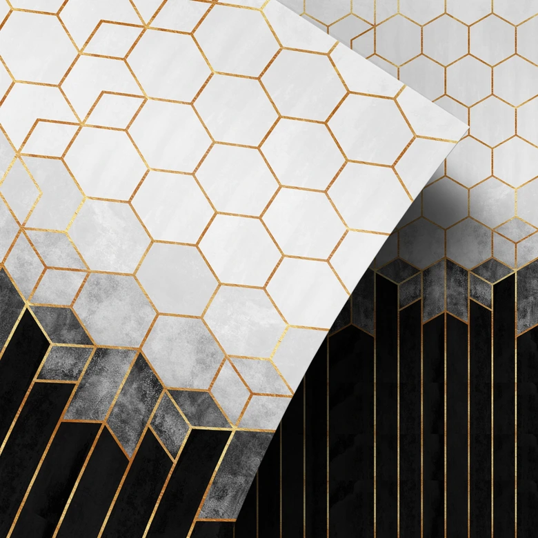 Möbelfolie Fredriksson - Hexagone: Schwarz und Grau 